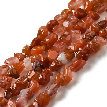 Natural South Red Agate Beads Strands, Nuggets, Tumbled Stone, 3.5~9x4~6.5x4~6mm, Hole: 0.8mm, 14.96''(38cm)