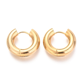 202 Stainless Steel Huggie Hoop Earrings, Hypoallergenic Earrings, with 316 Surgical Stainless Steel Pin, Ring, Golden, 4 Gauge, 19x20x5mm, Pin: 1mm