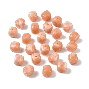 Opaque Acrylic Beads, Imitation Gemstone, Cube, Two Tone, Light Salmon, 17x15.5x15.5mm, Hole: 3mm, 143pcs/500g