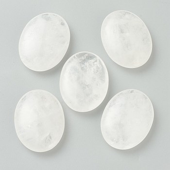 Natural Quartz Crystal Oval Palm Stone, Reiki Healing Pocket Stone for Anxiety Stress Relief Therapy, 43.5~44x33~34x11~12.5mm