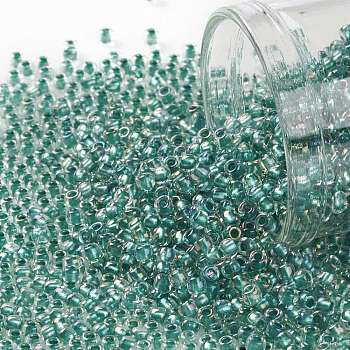 TOHO Round Seed Beads, Japanese Seed Beads, (264) Inside Color AB Crystal/Light Sea Green Lined, 11/0, 2.2mm, Hole: 0.8mm, about 50000pcs/pound