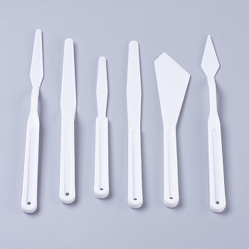 6Pcs Plastic Carving Knifes, White, 16.2x3.2x0.95cm, 17.1x1.4x0.85cm, 19x1.3x0.85cm, 17.6x1.35x0.95cm, 14.8x1.3x0.9cm, 18.6x1.8x0.9cm, 6pcs/set