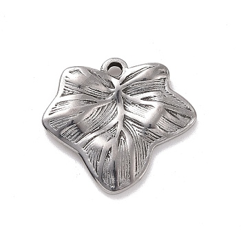 304 Stainless Steel Pendants, Leaf, Stainless Steel Color, 14.5x15.5x2mm, Hole: 1mm