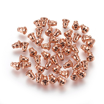 304 Stainless Steel Ear Nuts, Earring Backs, Rose Gold, 5x5x6mm, Hole: 0.5mm