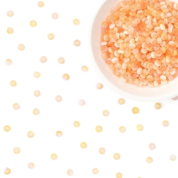 50G Imitation Cat Eye Glass Seed Beads, Rondelle, Two Tone, Light Salmon, 4~4.5x2.5~3mm, Hole: 1.2~1.5mm
