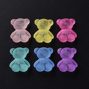 Transparent Acrylic Beads, Frosted, Bear, Mixed Color, 18.5x15.5x11mm, Hole: 2.5mm, about 330pcs/500g