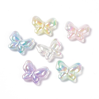 Opaque Acrylic Beads, with Glitter Powder, AB Color, Butterfly, Mixed Color, 27x32x8.5mm, Hole: 2mm