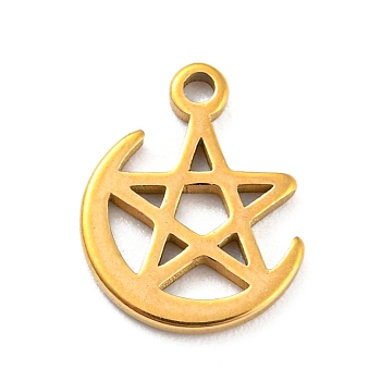 304 Stainless Steel Charms, Golden, Laser Cut, Star, 10.5x8.5x0.9mm, Hole: 1mm
