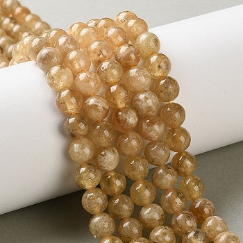 Natural Yellow Garnet Beads Strands, Round, 7mm, Hole: 1.2mm, about 54pcs/strand, 15.75''(40cm)