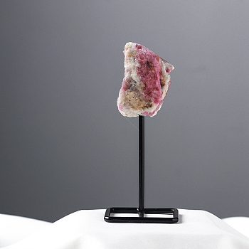 Natural Tourmaline Lamp with Metal Holder Ornament, Figurine Home Decoration, Reiki Energy Stone for Healing, 110mm