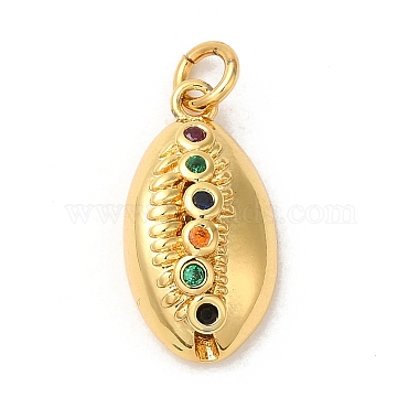 Real 18K Gold Plated Colorful Shell Shape Brass+Cubic Zirconia Pendants