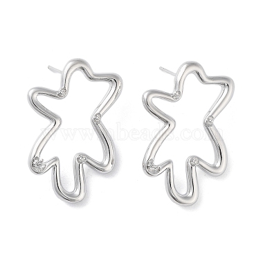 Real Platinum Plated Flower Brass Stud Earring Findings