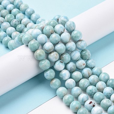 Natural Larimar Round Beads Strands(G-O087-14-8mm)-2