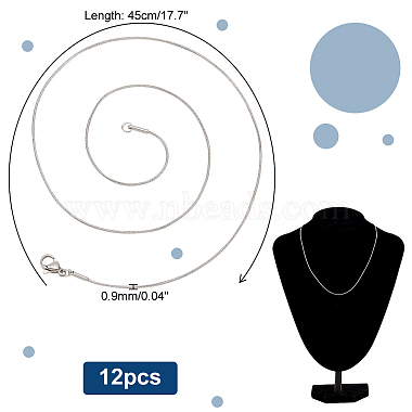 Elite 12Pcs Vacuum Plating 304 Stainless Steel Snake Chain Necklaces Set for Men Women(STAS-PH0001-28P)-2