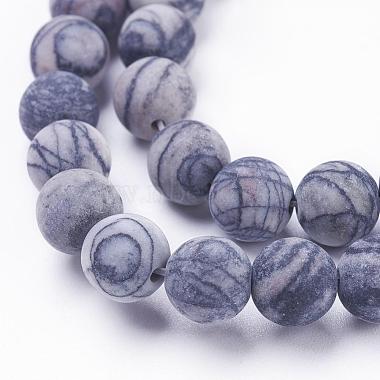 Natural Black Silk Stone/Netstone Beads Strands(G-F520-57-8mm)-3