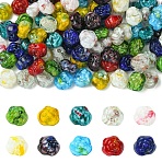 100Pcs 10 Colors Handmade Lampwork Beads, Rose, Mixed Color, 10.5x12x7~7.5mm, Hole: 0.9mm, 10pcs/color(LAMP-CJ0002-36)