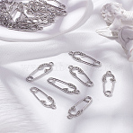 20Pcs Alloy with Rhinestone Pendants, Cadmium Free & Lead Free, Paper Clip Charms, Platinum, 27x9.5x2mm, Hole: 1.8mm(FIND-LP0004-33)