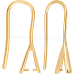 30Pcs Rack Plating Brass Earring Hooks, Ear Wire with Pinch Bails, Lead Free & Cadmium Free, Real 24K Gold Plated, 21x2.5mm, 24 Gauge, Pin: 0.5mm and 1mm(KK-BBC0014-11)