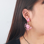 Alloy Enamel Dangle Stud Earrings, Crab, Golden, 60x37mm(FS-WG3BEB2-01)