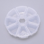 Transparent Plastic Bead Containers, 8 Compartments, Flat Round, White, 10.5x2.7cm(CON-WH0073-87B)