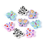 Baking Paint Printed Opaque Acrylic Beads, Butterfly, Mixed Color, 20.5x24x8~8.5mm, Hole: 2.5mm(MACR-N018-10)