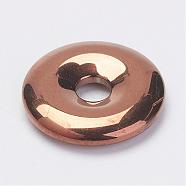 Non-Magnetic Synthetic Hematite Pendants, Donut/Pi Disc, Grade A, Copper Plated, Donut Width: 11.5mm, 30x6mm, Hole: 7mm(G-F424-06F)
