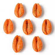 Natural Cowrie Shell Beads, No Hole/Undrilled, Dyed and Drawbench, Dark Orange, 18~22x12~14x7~8mm(X-SSHEL-N0232-08D)