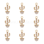 10Pcs Brass Micro Pave Clear Cubic Zirconia Charms, Nickel Free, Cactus Charm, Real 18K Gold Plated, 13.5x6x1.5mm, Hole: 1.5mm(KK-DC0002-95)