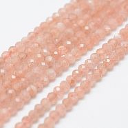 Natural Sunstone Bead Strands, Faceted, Round, 2~2.3mm, Hole: 0.5mm, about 160~169pcs/strand, 12.5 inch~12.9 inch(320~330mm)(G-P270-2mm-27)