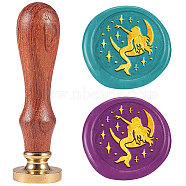 Wax Seal Stamp Set, Sealing Wax Stamp Solid Brass Heads with Wood Handles, for Envelopes Invitations, Gift Card, Mermaid, 83x22mm, Stamps: 25x14.5mm(AJEW-WH0208-1420)