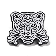 Tiger Enamel Pin, Animal Alloy Badge for Backpack Clothing, Electrophoresis Black, White, 29x35x2mm, Pin: 1mm(JEWB-F016-07EB)