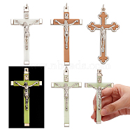 4Pcs 4 Style Plastic Big Pendants, with Platinum Plated Zinc Alloy Findings, Crucifix Cross Charm, Religion, Mixed Color, 112~113.5x59~64x11~21mm, Hole: 7~9mm, 1pc/style(FIND-NB0004-95)
