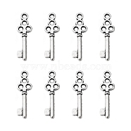 Tibetan Style Alloy Pendants, Lead Free, Cadmium Free and Nickel Free, Antique Silver, Skeleton Key, 7mm wide, 21.5mm long, hole: 1mm(X-LF0220Y-NF)