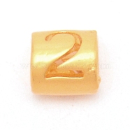 Alloy Beads, Column with Hollow Number, Matte Gold Color, Number, 6.5x6mm, Hole: 3.3mm(FIND-TAC0002-013-02)