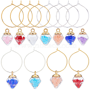 DIY Wine Glass Charm Jewerly Kit, Including 28Pcs 7 Colors Diamond Alloy Glass Pendants, 30Pcs Brass Wine Glass Charm Rings, Mixed Color, 21.5x15.5x14.5mm, Hole: 2.6mm(GLAA-SC0001-86)