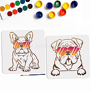 US 1 Set Autumn Theme PET Hollow Out Drawing Painting Stencils, with 1Pc Art Paint Brushes, Dog, Painting Stencils: 300x300mm, 2pcs/set(DIY-MA0003-03F)