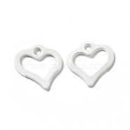 Spray Painted 201 Stainless Steel Charms, Heart Charm, White, 11.5x11x1.5mm, Hole: 1.6mm(STAS-G304-14A)