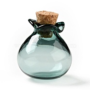 Lucky Bag Shape Glass Cork Bottles Ornament, Glass Empty Wishing Bottles, DIY Vials for Pendant Decorations, Dark Cyan, 2.5cm(AJEW-A039-02D)