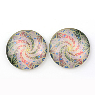 Glass Cabochons for DIY Projects, Half Round/Dome with Pattern, Colorful, 12x4mm(GGLA-L020-12mm-68)