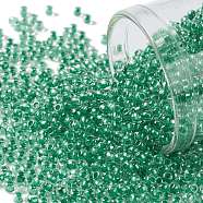 TOHO Round Seed Beads, Japanese Seed Beads, (343) Crystal Lined Jade, 11/0, 2.2mm, Hole: 0.8mm, about 1110pcs/bottle, 10g/bottle(SEED-JPTR11-0343)