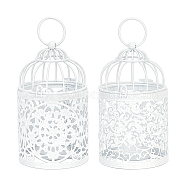 Metal Iron Birdcage Candle Holder, Perfect Home Party Decoration, White, 8.1x16.5cm, Hole: 3.5cm, 2pcs/set(AJEW-GA0002-28)