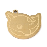 304 Stainless Steel Pendants, Whale Charm, Golden, 17.5x21x1.5mm, Hole: 1mm(STAS-C095-02G)