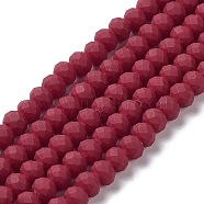 Glass Beads Strands, Faceted, Frosted, Rondelle, FireBrick, 3.5mm, Hole: 1mm, about 123~127pcs/strand, 13.7~14.1 inch(35~36cm)(EGLA-A034-P3mm-MD02)