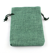 Polyester Imitation Burlap Packing Pouches Drawstring Bags, for Christmas, Wedding Party and DIY Craft Packing, Medium Sea Green, 23x17cm(ABAG-R005-17x23-07)