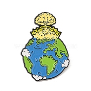 Explosion Earth Alloy Brooches, ECO-Themed Earth Enamel Pins, Dodger Blue, 35x25mm(JEWB-M046-13)