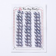 Natural Cultured Freshwater Pearl Beads, Half Drilled, Round, Slate Blue, 7~8x6.5~7mm, Hole: 1mm(PEAR-I004A-01)