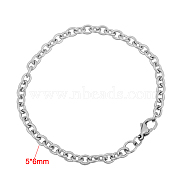 316 Surgical Stainless Steel Cable Chain Bracelets, with Lobster Claw Clasps, Stainless Steel Color, 7-7/8 inch(200mm), 5mm(BJEW-M188-06)