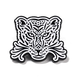 Tiger Enamel Pin, Animal Alloy Badge for Backpack Clothing, Electrophoresis Black, White, 29x35x2mm, Pin: 1mm(JEWB-F016-07EB)