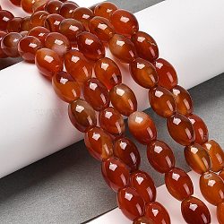 Natural Agate Beads Strands, Bongo Shape, Dyed & Heated, Drum, Orange Red, 13~14x10mm, Hole: 1.2mm, about 28pcs/strand, 15.16''(38.5cm)(G-B079-E01-01A)