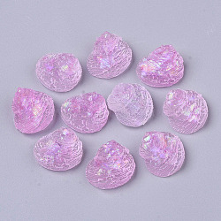 Transparent Epoxy Resin Cabochons, Imitation Jelly Style, with Sequins/Paillette, Conch Shell Shape, Violet, 17.5x15x9.5mm(CRES-T020-02B)